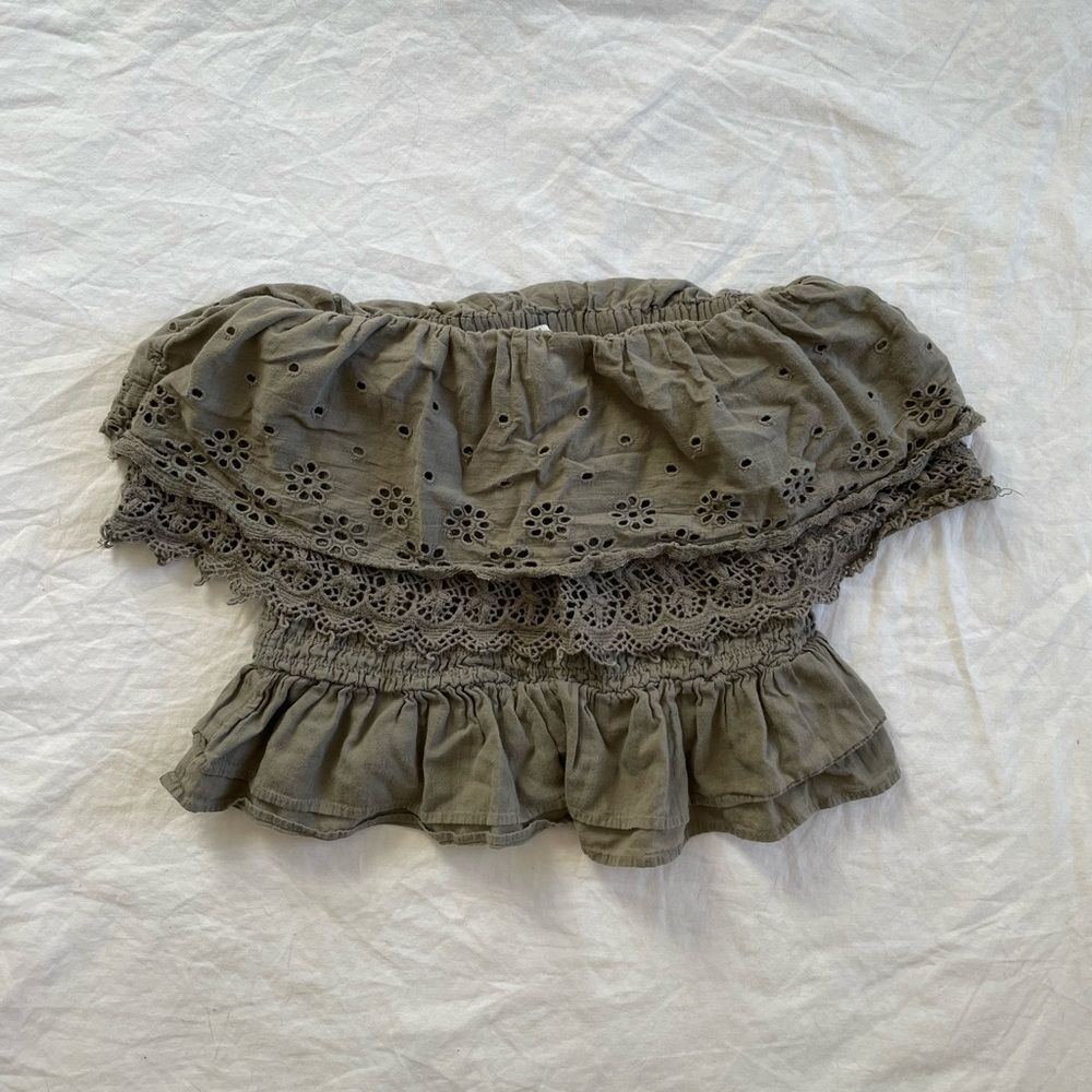 100% Cotton American Eagle Eyelet Tube Top Size Small